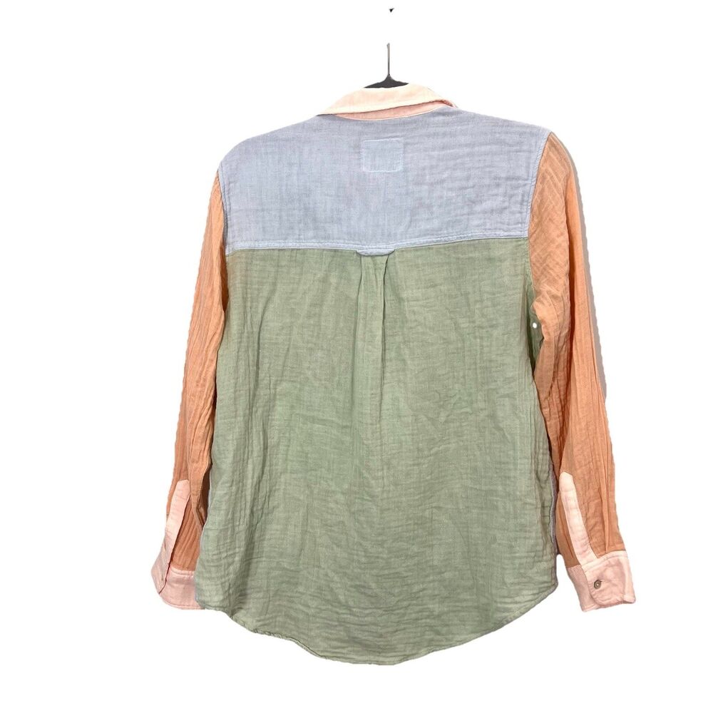 Rails Button Up Shirt Women’s M Colorblock Gauze Crinkle Pastel Long Sleeve‎ - Picture 2 of 7